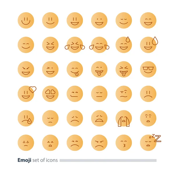 Emoji иконы, символы смайлика, сталкиваются выражение знаков, минималистичный плоская конструкция — стоковый вектор