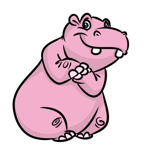 Розовый Бегемот мультфильм иллюстрации — стоковое фото