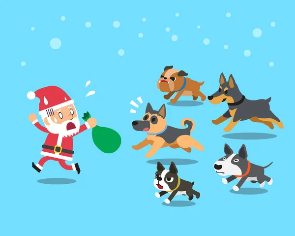 Мультфильм Санта-Клауса с собаками — стоковый вектор