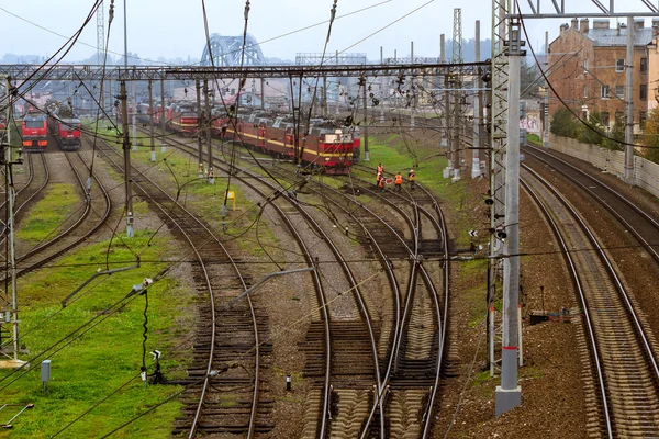 Locomotives RZD on railroad tracks, Russian Railways Стоковое Фото