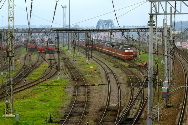 Locomotives RZD on railroad tracks, Russian Railways Стоковая Картинка