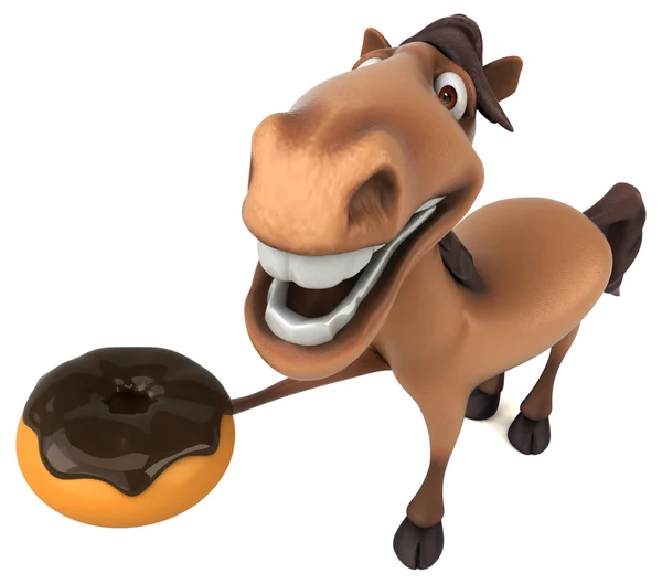Лошадь Холдинг пончик Стоковая Картинка