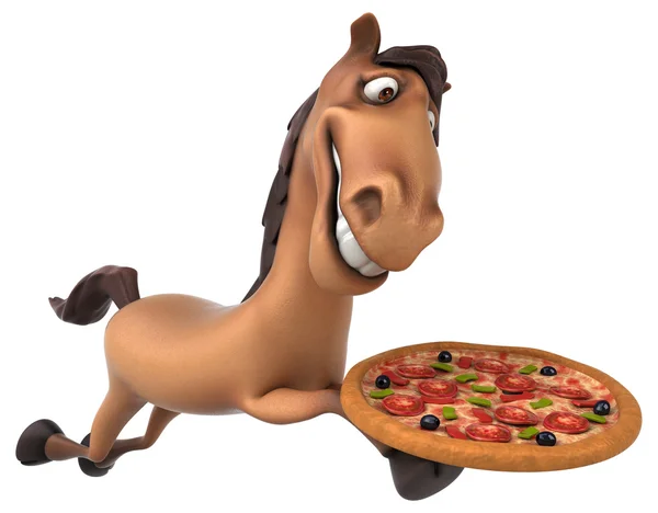 Лошадь Холдинг пицца Стоковое Фото