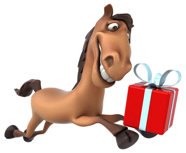 Лошадь Холдинг подарок Стоковая Картинка