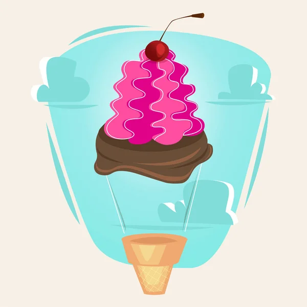 Мороженое, как воздушный шар иллюстрации. Концепция векторные иллюстрации — стоковый вектор