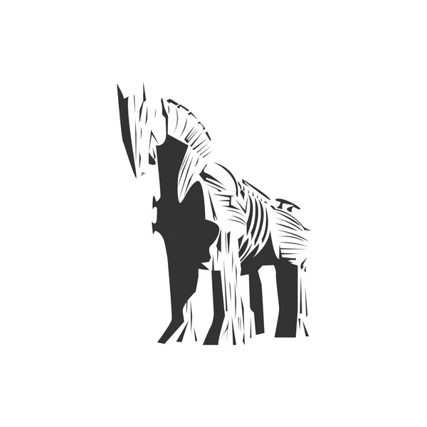 Троянский конь вектор, деревянный конь — стоковый вектор