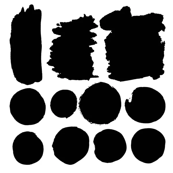 Набор акварели пятна черными чернилами — стоковое фото