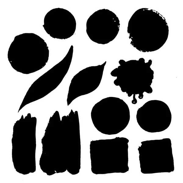 Набор акварели пятна черными чернилами Стоковое Изображение