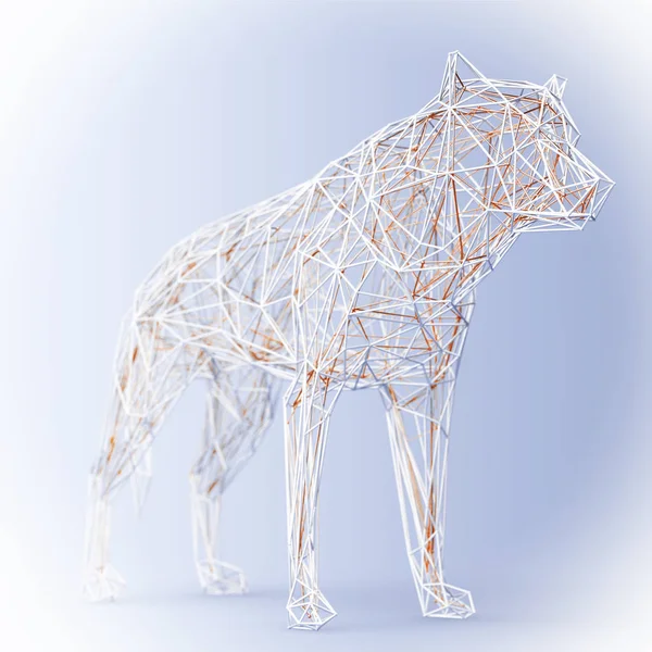 Абстрактный проводной низкий поли волк или собака. 3D визуализация Лицензионные Стоковые Фото
