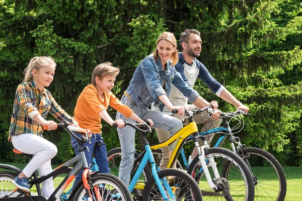 Семьи езда велосипеды — стоковое фото