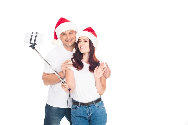Пара принимая selfie на Рождество — стоковое фото
