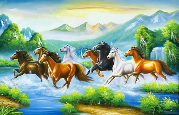 Лошадь Картина Согласно Восточной Культуры Является Стремительно Интеллигентая Верная Видов Стоковое Изображение