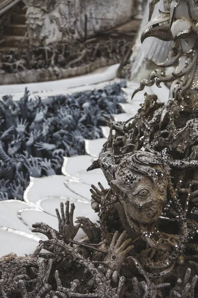 Крупным Планом Красивые Скульптуры Украшений Тайский Храм Лицензионные Стоковые Фото