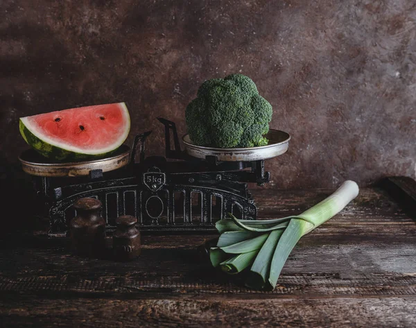 Watermelon and broccoli Стоковая Картинка
