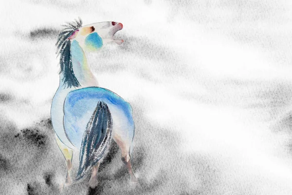 Абстрактные картины акварелью одной лошади Лицензионные Стоковые Фото