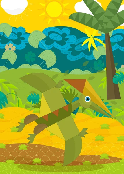 Мультфильм полет птеродактиля динозавров — стоковое фото