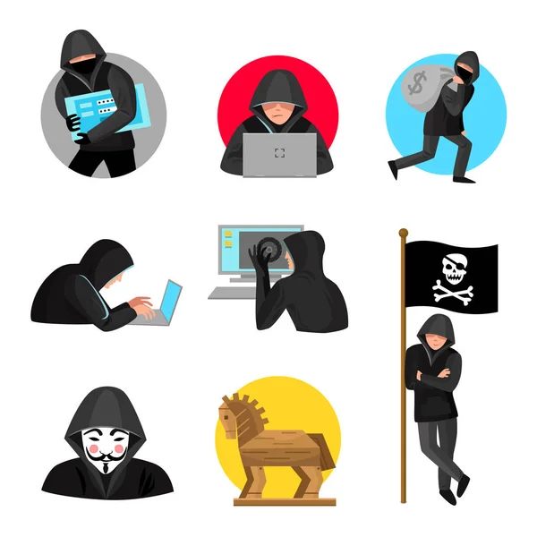 Коллекция икон символы символов хакеры — стоковый вектор