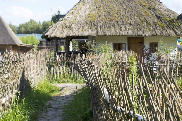 Старые дома с соломенными крышами — стоковое фото