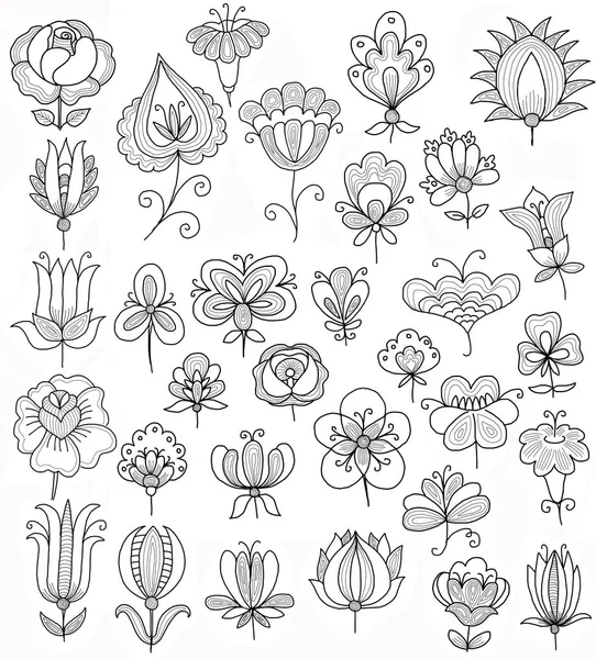 Рука чертежи цветов каракулей Стоковое Изображение