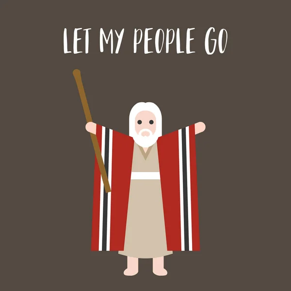 Моисей стоял на Пасху и отпусти народ мой типографские, для Пасхи плакат, плоская конструкция — стоковый вектор
