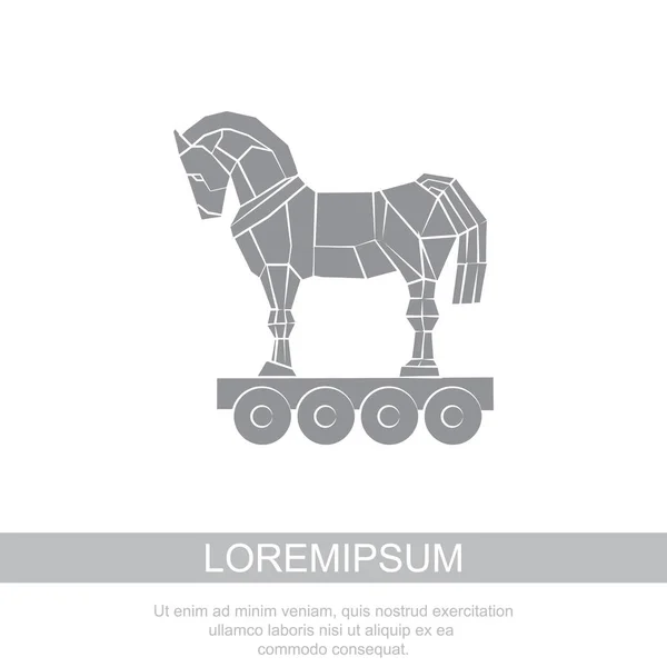 Троянский Конь Значок Серый Цвет Изолированные Белом Фоне — стоковый вектор