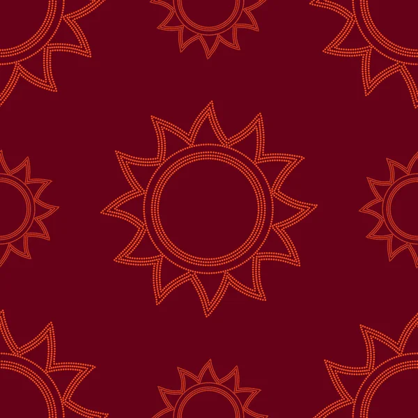 Seamless Dotted Sun Pattern Red Background — стоковый вектор