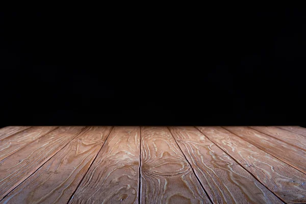 Empty Brown Wooden Planks Surface Black Background Лицензионные Стоковые Фото