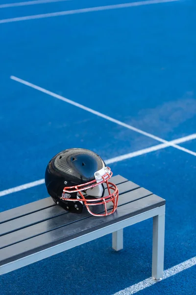 American Football Helmet Lying Bench Stadium Стоковое Фото