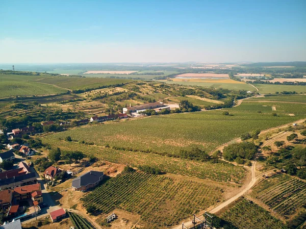 Aerial View Countryside Green Fields Buildings Czech Republic — стоковое фото