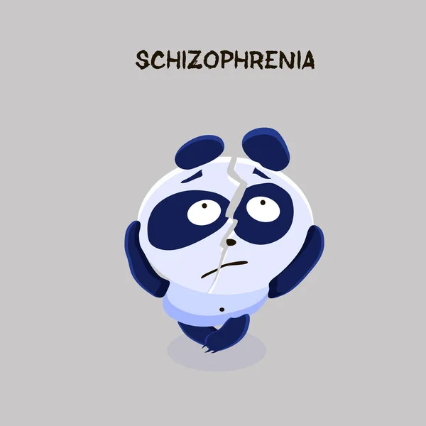 Schizophrenia Panda Split Personality Suffers Schizophrenia Mental Health Problem Vector — стоковый вектор