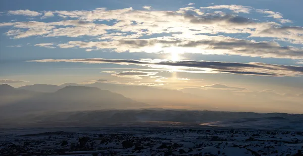 Зимние горы закат Панорама — стоковое фото