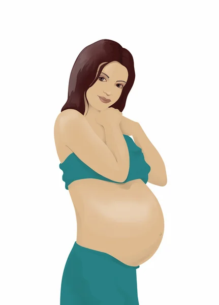 Беременная женщина в голубом — стоковое фото
