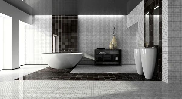 Интерьер современной 3-й ванной — стоковое фото