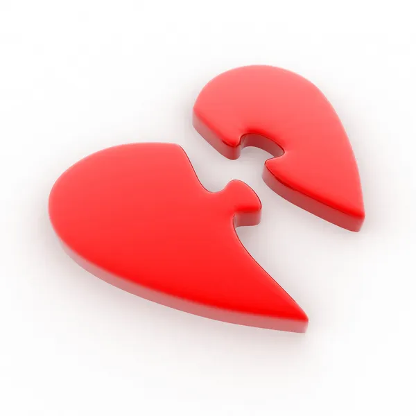 Красное сердце, разделенный на две части Стоковое Фото
