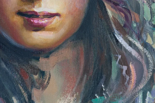 Рисунок девушки, фрагмент, живопись Лицензионные Стоковые Фото