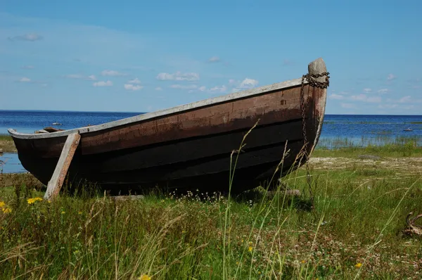 Старые деревянные лодки на берегу озера Стоковая Картинка