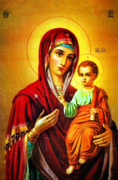 Девы Марии с Иисусом значок — стоковое фото