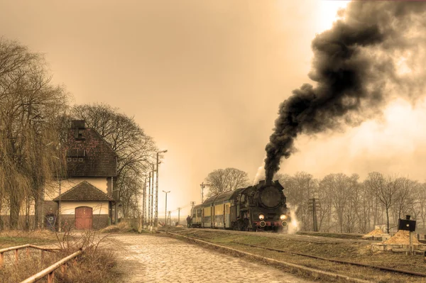 Старый ретро паровой поезд Лицензионные Стоковые Изображения