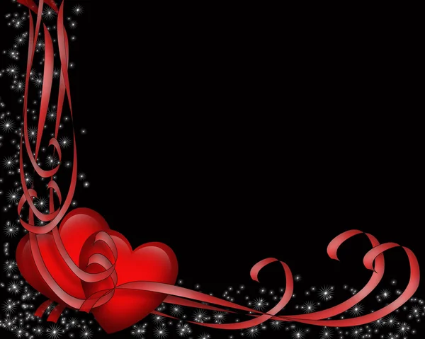 День Святого Валентина красных сердец границы черный — стоковое фото