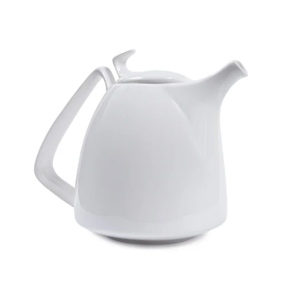 Белый фарфоровый чайник — стоковое фото