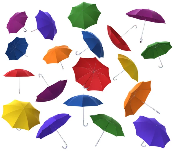 Летающие красочные зонтики — стоковое фото