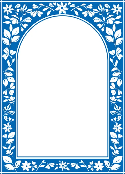 Вектор Голубая цветочная арка рамка с белым центром — стоковый вектор