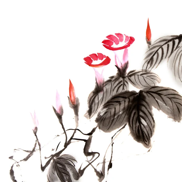 Китайская цветочная живопись — стоковое фото