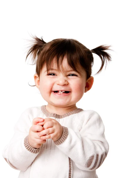 Счастливая смеющаяся маленькая девочка малыша — стоковое фото
