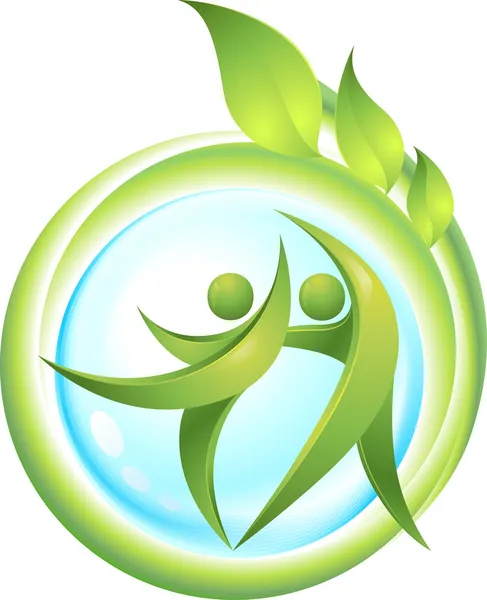 Эко значок с зелеными танцоров — стоковый вектор