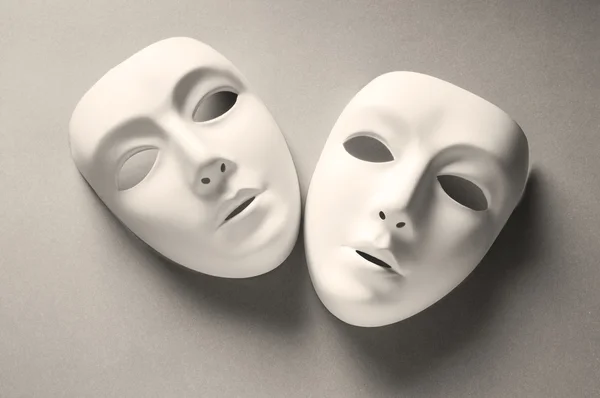 Театр концепции с белой пластиковой маски Лицензионные Стоковые Изображения