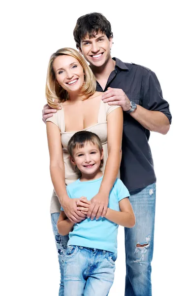 Счастливая семья с ребенком — стоковое фото