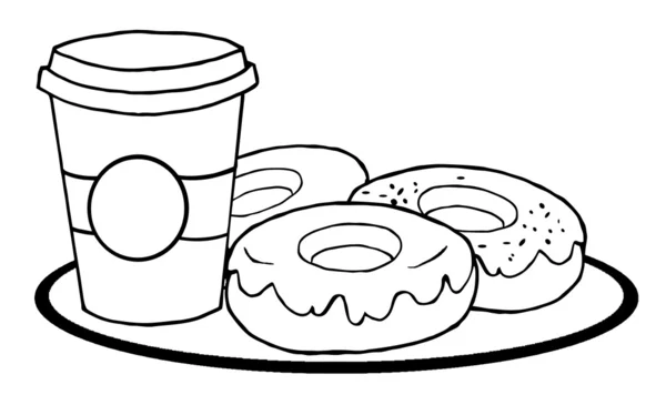 Изложил с Donuts кофе Кубок Стоковое Изображение