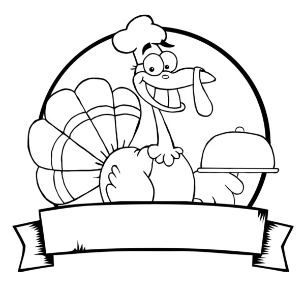 Изложил Турция шеф-повар выступающей A блюдо над круг и пустой Стоковая Картинка