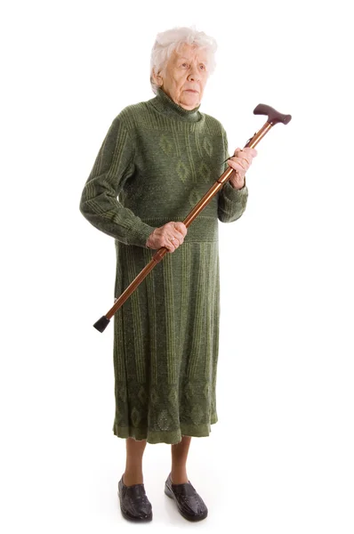 Пожилая женщина, изолированные на белом фоне — стоковое фото